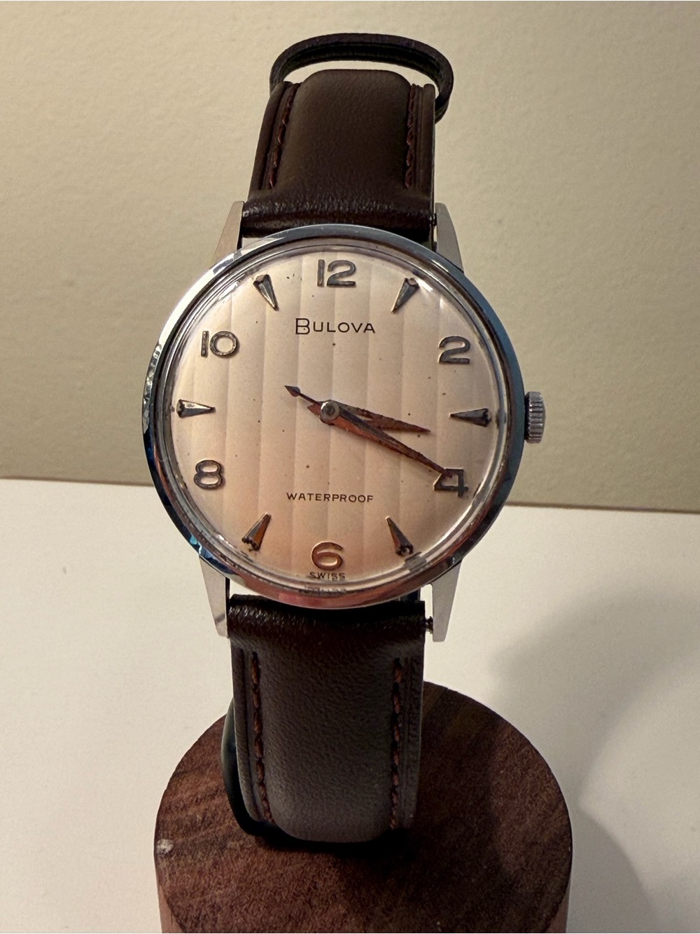 Vintage Swiss Bulova – 32mm | Silver Sunburst Dial | New Battery & Band